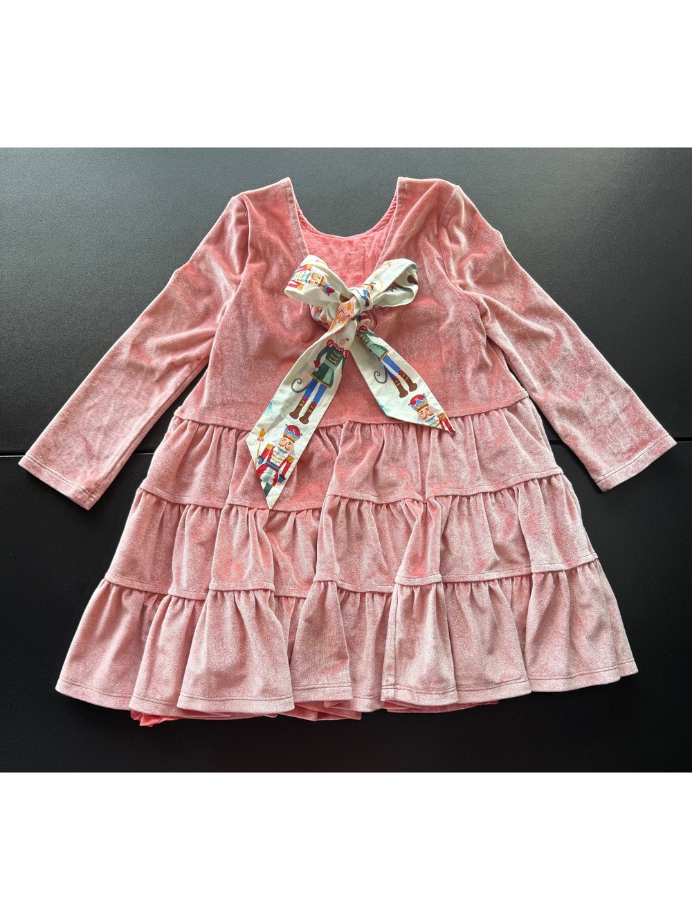 Pink Chicken 3Y Pink Velvet Nutcracker Tiered Twirl Dress Christmas Holiday
